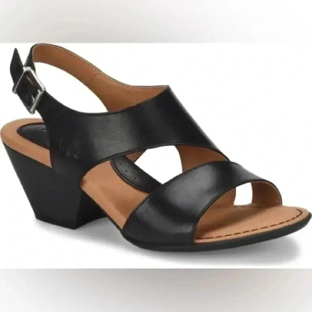 B.O.C. Ángulo In Black Leather Sandals
